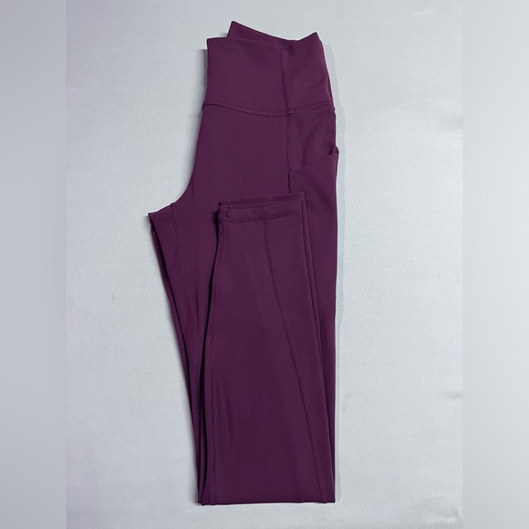 Fabletics Women's Leggings Burgundy with Side Pockets NWOT - Picture 4 of 4